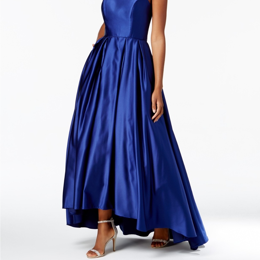 Betsy & Adam High-Low Satin Gown Royal Size 4 - Picture 3 of 3